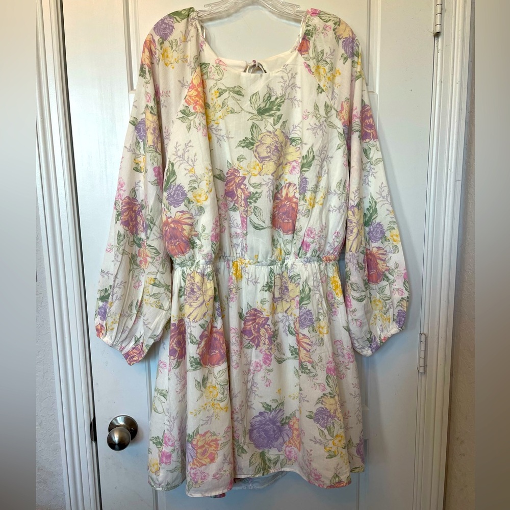 H&M NWT Woman’s Floral Long Sleeve Mini Dress Size: XL